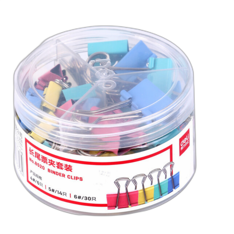 得力8521组合装彩色长尾夹/燕尾夹/票夹/文件夹(25mm*12只+19mm*25只+15mm*45只)
