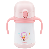 膳魔师(THERMOS)孕婴童保温杯FFH-293L吸管杯内胆316L不锈钢双盖多用290ML学饮杯礼盒装防滑底座粉色