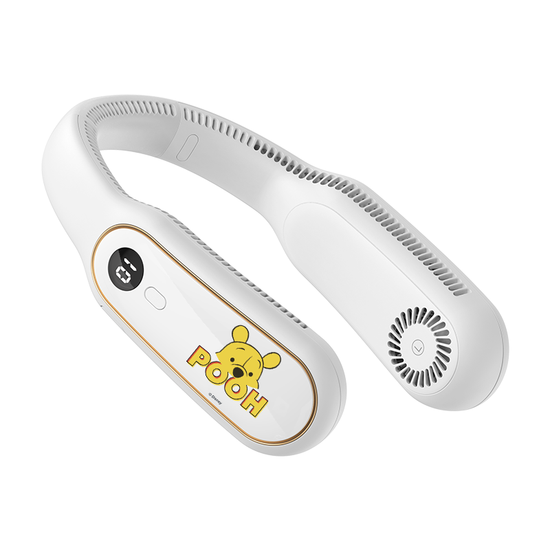 迪士尼挂脖式小风扇随身便捷式usb迷你大风力三挡风超长续航维尼熊挂脖风扇(超长续航)冰感十足