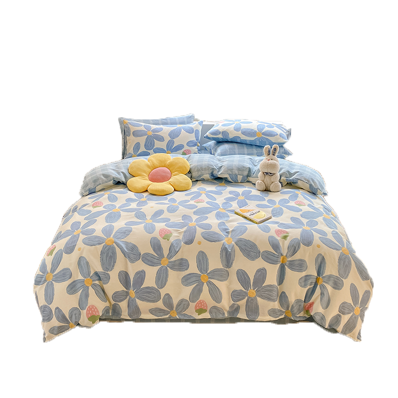 洁丽雅床品纯棉四件套100%全棉被套床单ins风四季通用宿舍床上三件套