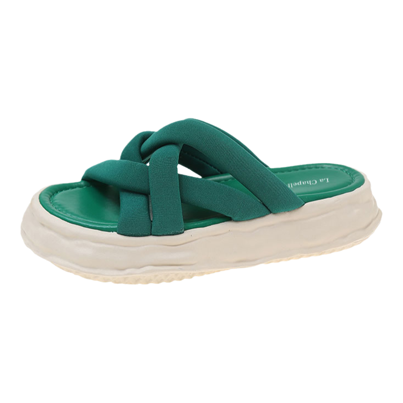 拉夏贝尔绿色溶解拖鞋女夏季外穿厚底凉鞋2022新款沙滩凉拖鞋