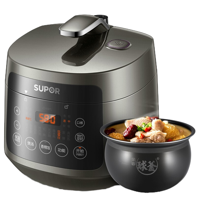 苏泊尔(SUPOR)电压力锅家用智能球釜饭煲电饭锅3L/升小型多功能电高压锅炖锅赠蒸架炖盅SY-30FC8058Q