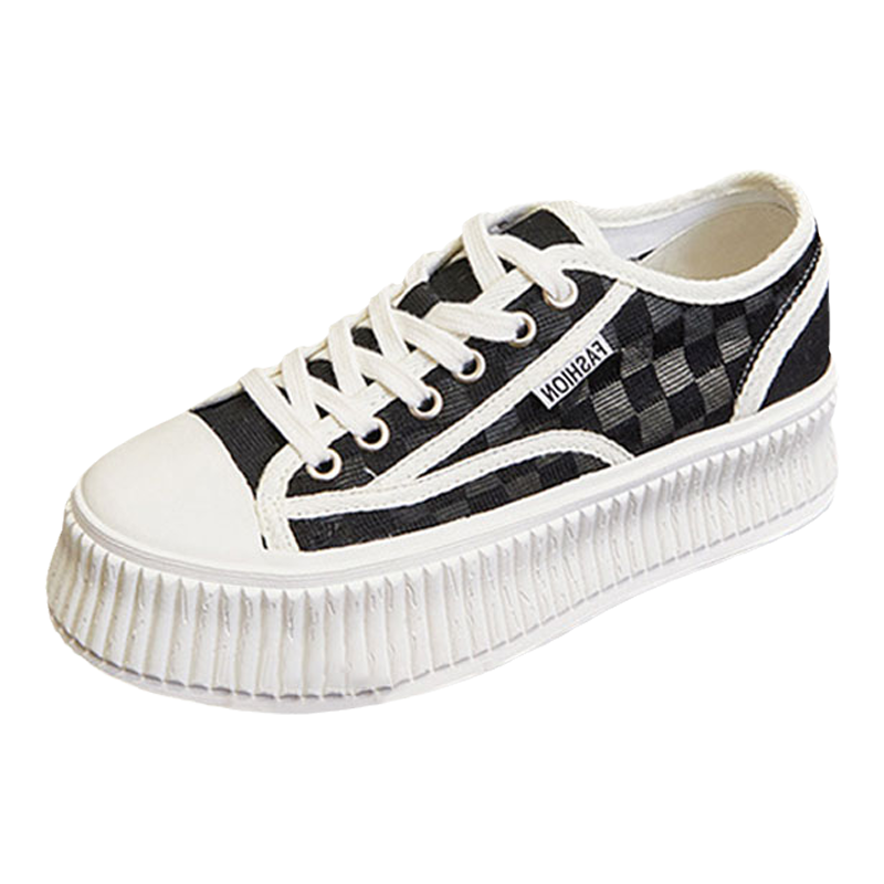 鞋柜2022新款女鞋厚底小白鞋百搭板鞋网面透气帆布饼干鞋
