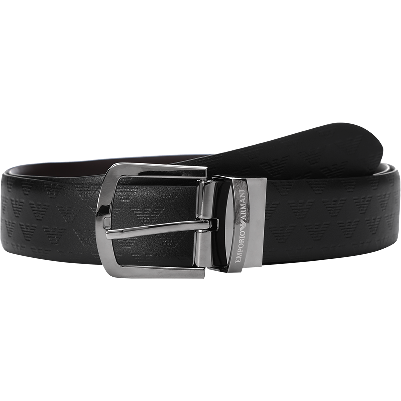 阿玛尼 EMPORIO ARMANI 男士牛剖层移膜革/聚氨酯可裁剪针扣式双面皮带腰带 Y4S074 YKL2J