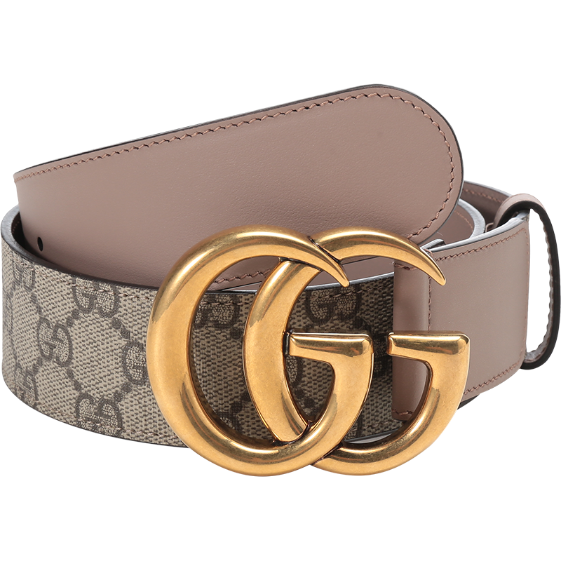 古驰 GUCCI 女士帆布配皮双G板扣式皮带腰带400593 92TLC