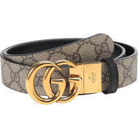 古驰 GUCCI 女士GG Marmont系列帆布配皮双G板扣式双面皮带腰带659417 92TIC