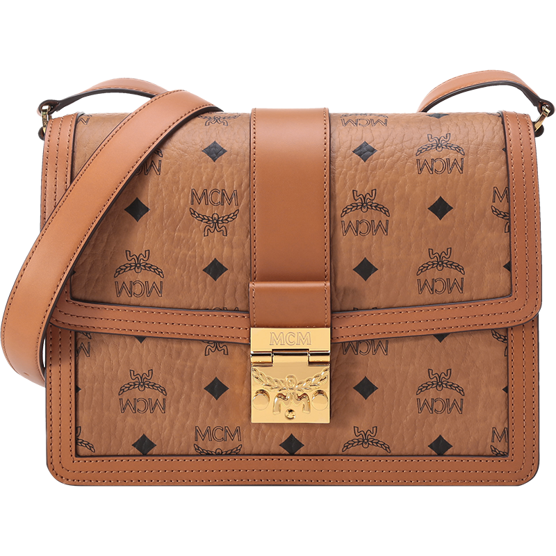 MCM 奢侈品 女士涂层帆布配皮Tracy Visetos单肩斜挎包中号 MWSCSXT02
