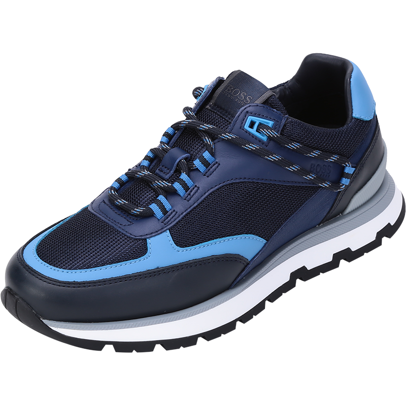 雨果博斯HUGO BOSS 男士皮革等多种材质拼接系带休闲运动鞋 50459936