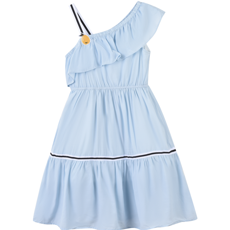 [8折价:67.2元]铅笔俱乐部童装女童连衣裙露肩夏装新款儿童中大童学院风裙