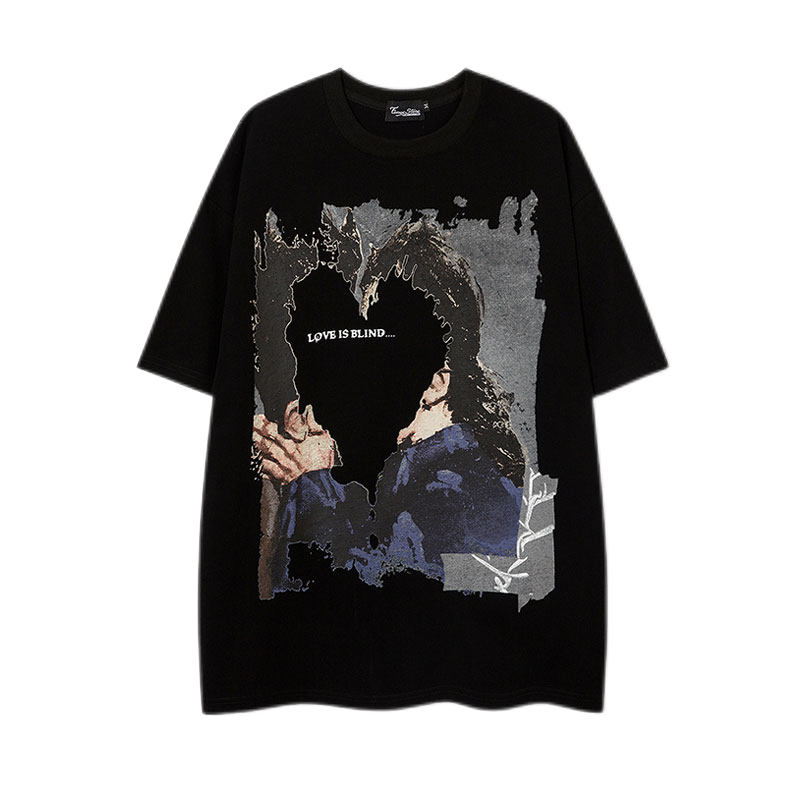 WOOG2005潮牌短袖T恤男美式欧美小众设计感宽松潮流ins百搭上衣服