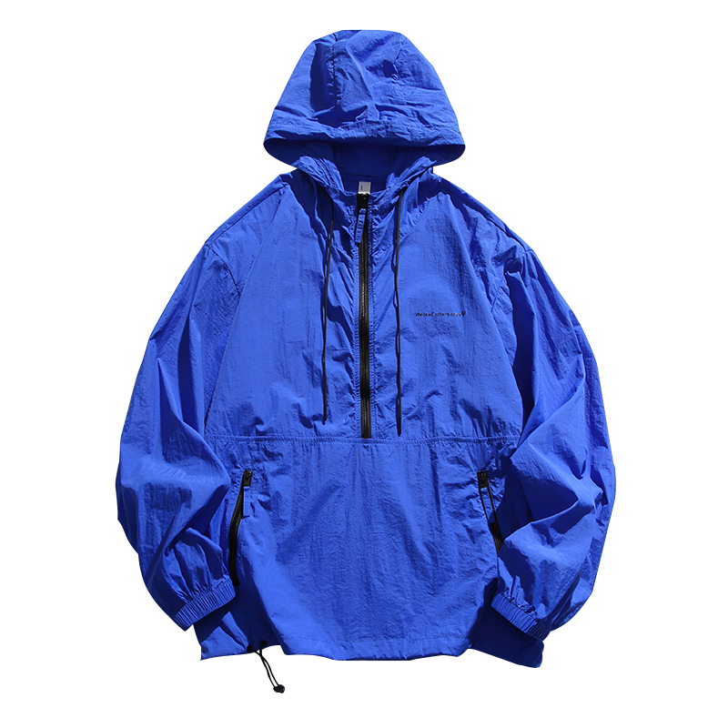 WOOG2005冰丝防晒服男女宽松超薄夏季连帽外套皮肤衣半拉链夹克潮