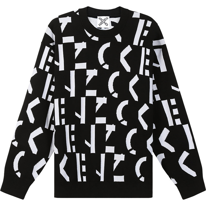 高田贤三 KENZO 男士棉/混纺超大剪裁圆领长袖针织衫毛衣 FC5 5PU688 3SD