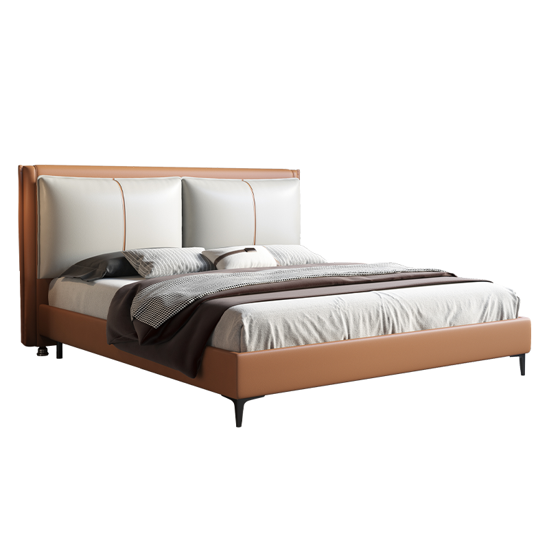 梵宜 意式极简1.8米大床卧室双人婚床软包床ZF-008北欧简约轻奢实木床