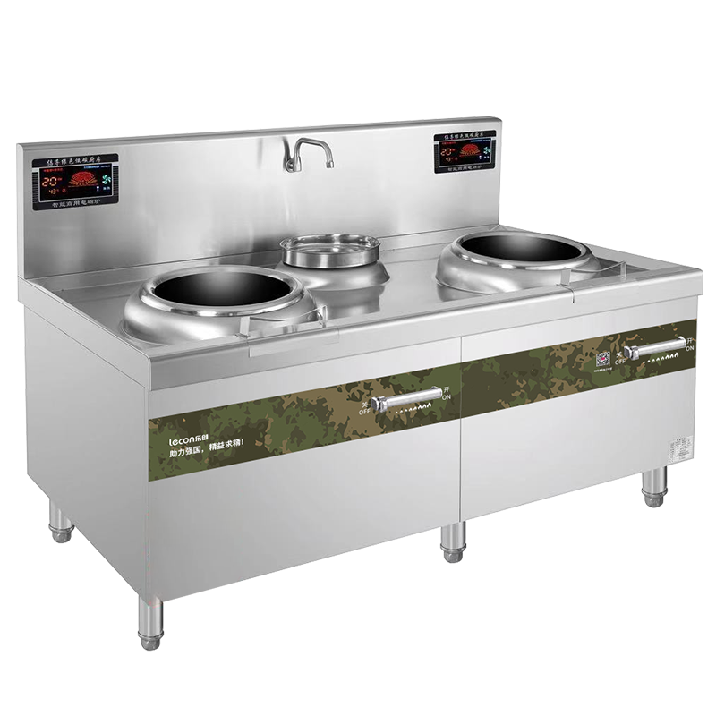 乐创(lecon)商用电磁双头单尾小炒灶 15KW*2大功率酒店饭堂电磁灶 L-JG-SDXC15KS