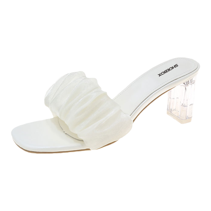 鞋柜拖鞋女夏季外穿2022年新款粗跟高跟鞋仙女风一字带凉拖鞋