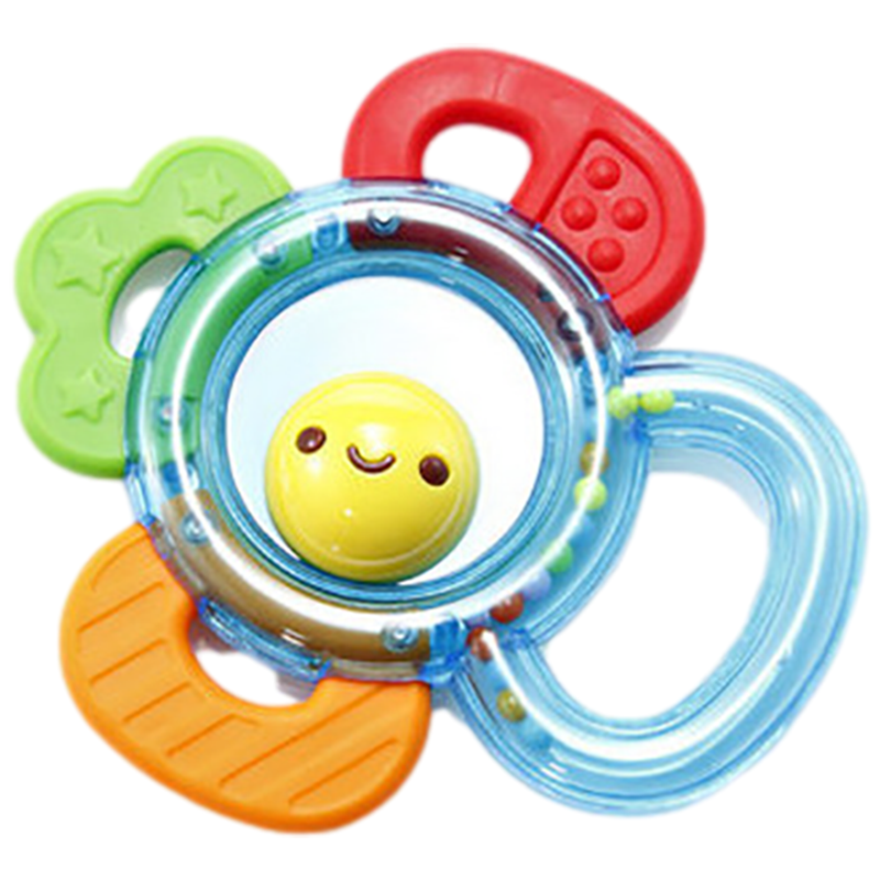 澳贝AUBY 新生儿玩具0-1岁婴儿牙胶 摇铃 儿童玩具 3个月以上 5只装牙胶摇铃礼盒套装461516