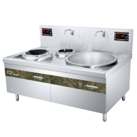 乐创(lecon)商用电磁大小组合灶 大锅锅径800 15+20KW大功率酒店饭堂炒灶 L-JG-SDXC1520K