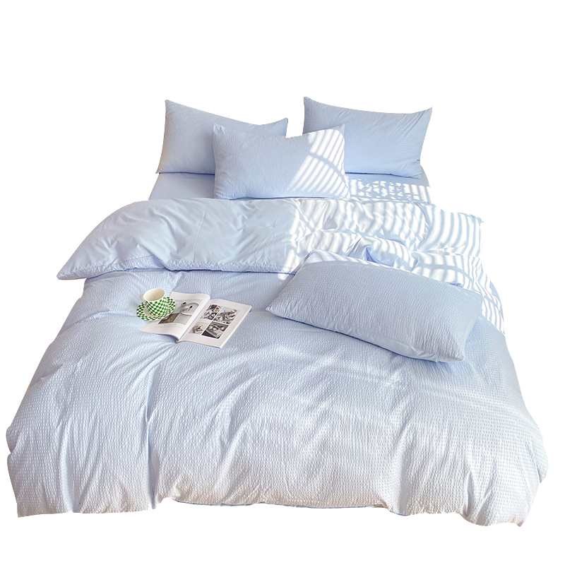 南极人(NanJiren)家纺 北欧风简约华夫格四件套小清新纯色宿舍床单被套三件套夏季