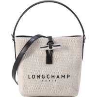 珑骧 LONGCHAMP 奢侈品 女士ROSEAU系列小号织物配皮手提单肩斜挎包竹节包水桶包 10159 HSG