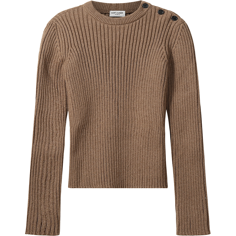 圣罗兰 SAINT LAURENT 女士骆驼毛圆领长袖针织毛衣 666100 Y75EB