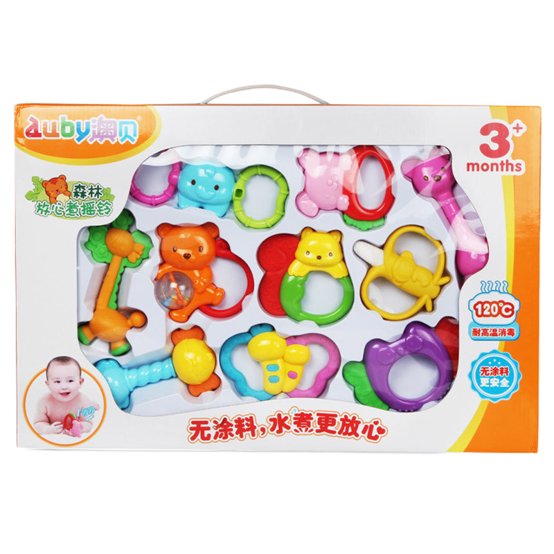 澳贝AUBY 婴儿玩具(3个月以上)婴儿马戏团放心煮摇铃10只装461517