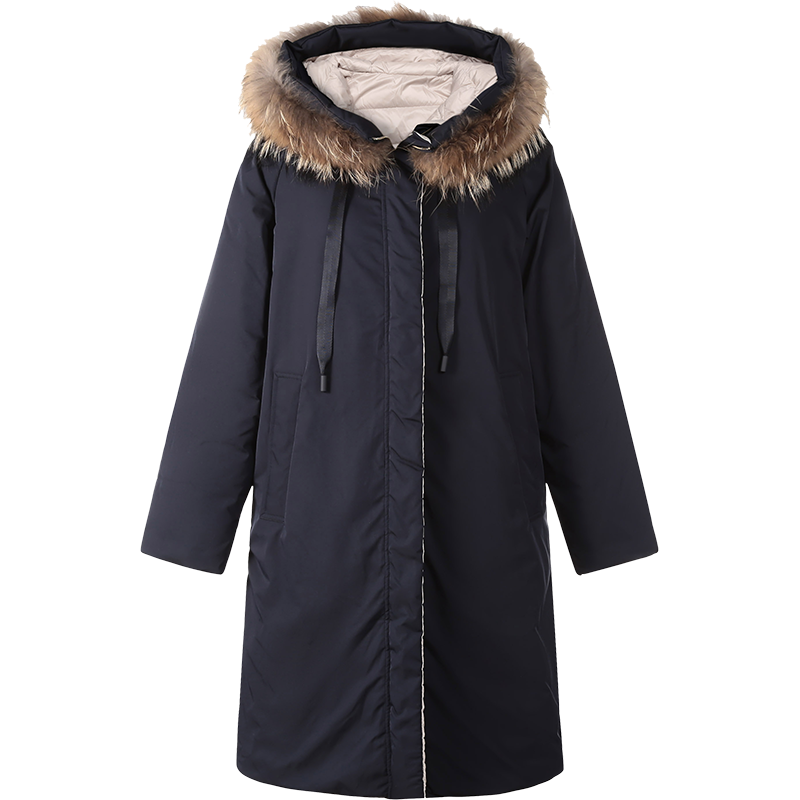 Max Mara Weekend 麦丝玛拉 女士宽松版双面穿中长款鸭绒连帽羽绒服大衣外套 PETALO