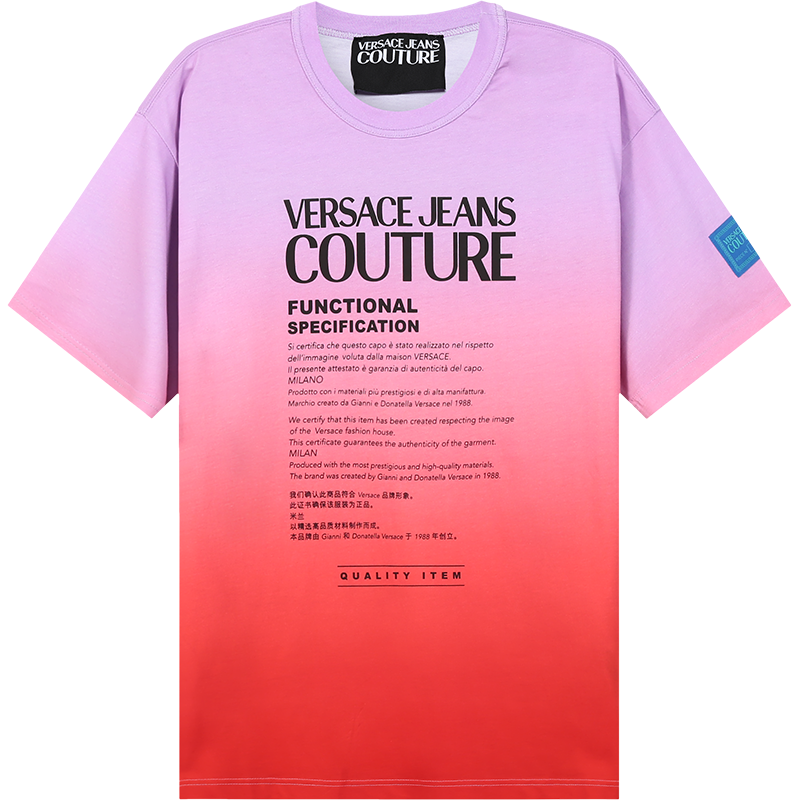 范思哲 VERSACE JEANS COUTURE 男士棉质扎染圆领短袖T恤72GAHP05 CJ00P