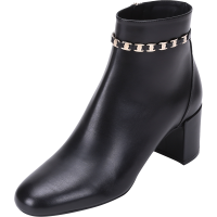 菲拉格慕 Salvatore Ferragamo 女士GHILA系列牛皮VARA链饰高跟踝靴短靴 0744742