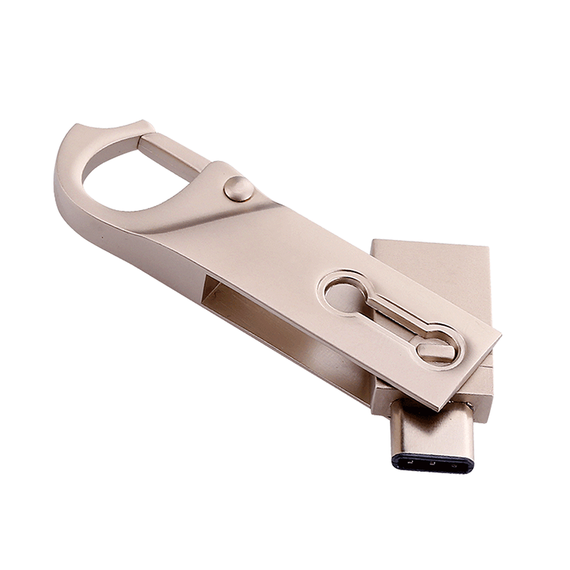 波格朗(POGLIAR)手机电脑U盘两用Type-C金属钥匙扣OTG扁口高速传输存储USB3.0