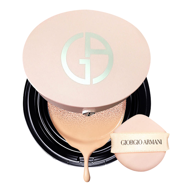 [干皮亲妈]阿玛尼(ARMANI)轻垫精华气垫BB霜 粉底液 轻薄裸妆 遮瑕防晒红气垫 樱花粉气垫15g 4#自然偏白