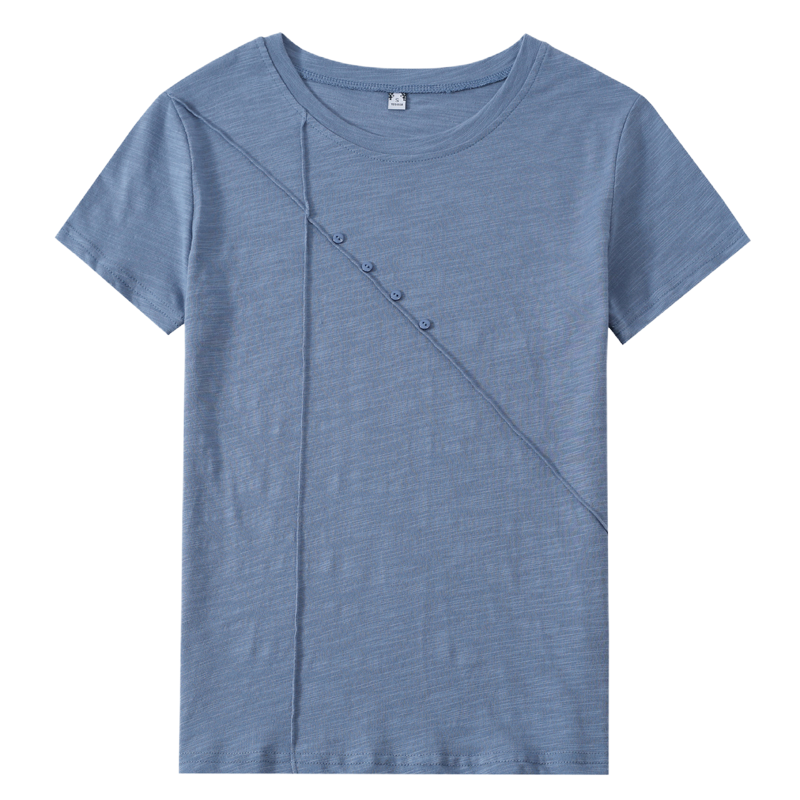 秋壳竹节棉t恤女短袖2022年夏季新款潮纯棉宽松简约上衣纯色体恤