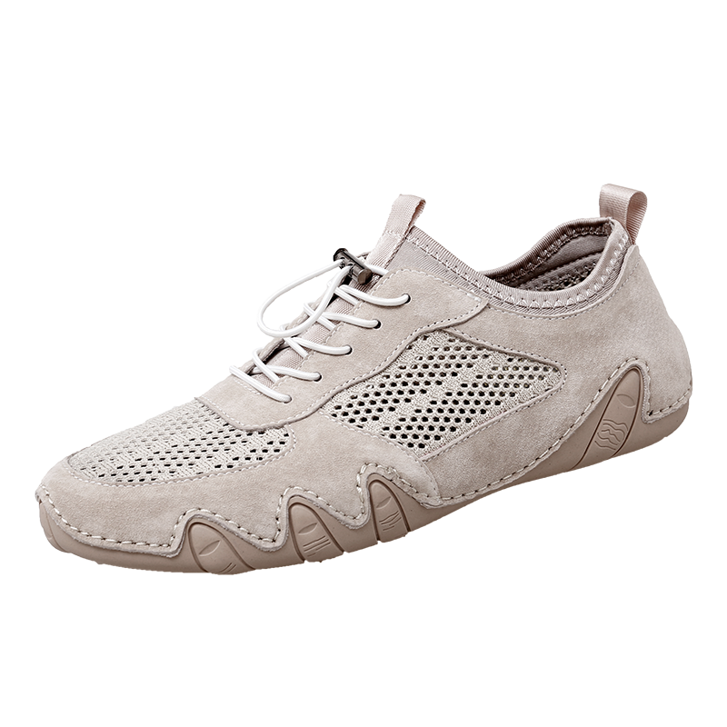 [线下专柜同款]卡帝乐鳄鱼(CARTELO夏季男鞋透气网面休闲鞋男真皮豆豆鞋驾车鞋男士软底八爪鱼时尚潮鞋子