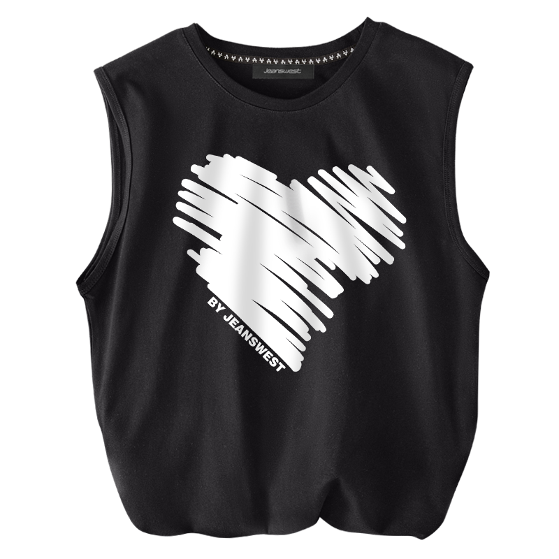 真维斯纯棉背心女夏外穿个性情侣装夏装小众设计感宽松无袖t恤潮