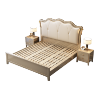 梵宜美式轻奢床婚床主卧家具现代简约实木1.8米双人软包储物303#床