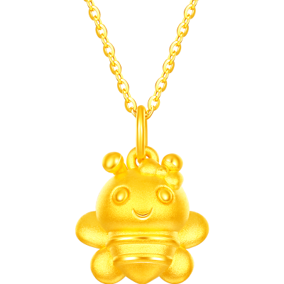 梦金园黄金吊坠女足金小蜜蜂3d硬金挂坠项坠坠子时尚新款定价礼物