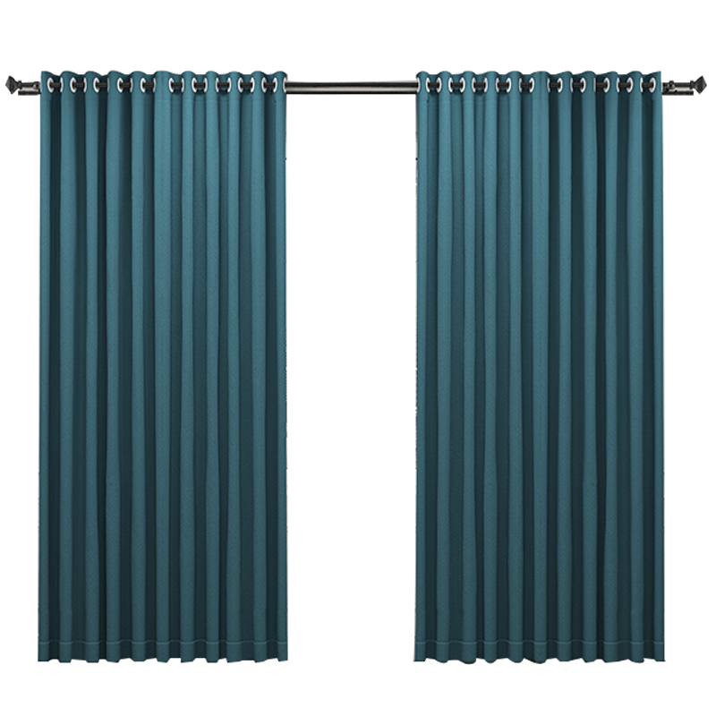 轻奢窗帘北欧简约现代瑞丽棉挂钩窗帘穿杆窗帘飘窗客厅帘子遮阳布纯色轻奢卧室挂钩窗帘宝格丽碧蓝