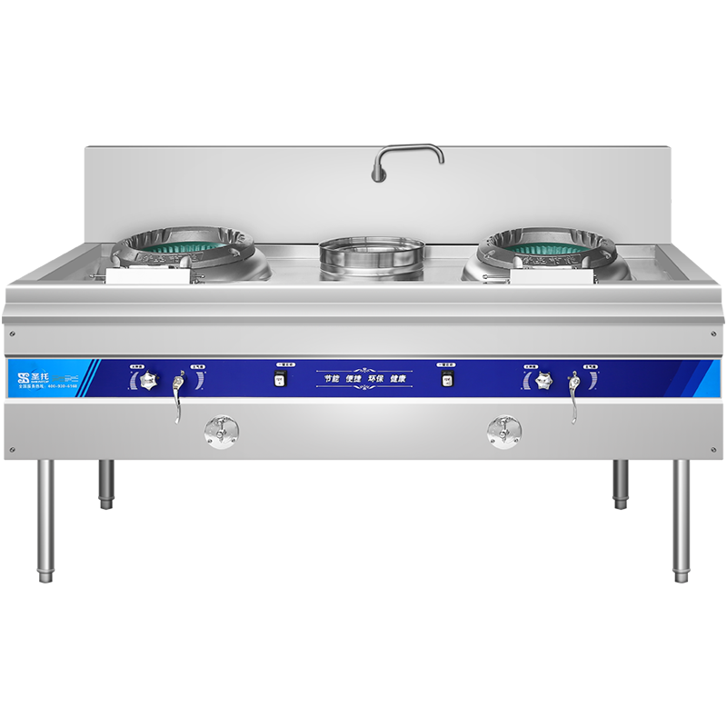 圣托(Shentop)1.8米燃气双头单尾小炒炉(发泡节能款)酒店饭店厨房燃气灶商用 DCH04