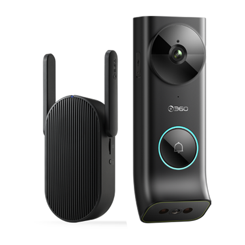 360双摄可视门铃R5Max双摄像头家用监控智能摄像机2.5K智能门铃电子猫眼400W超清夜视128G+读卡器