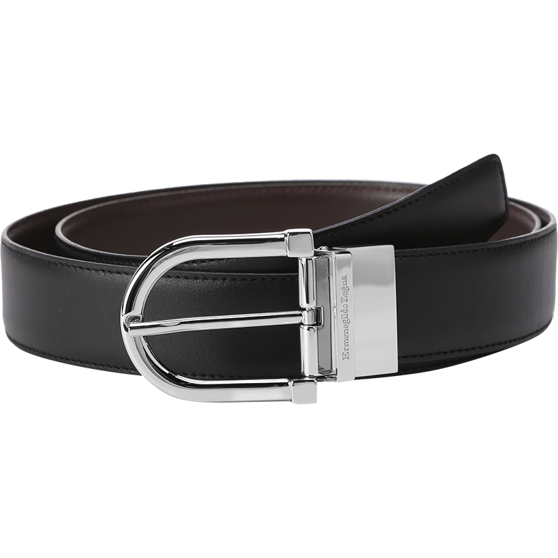 Ermenegildo Zegna 杰尼亚 男士牛皮针扣式腰带皮带 ZPJ45 917