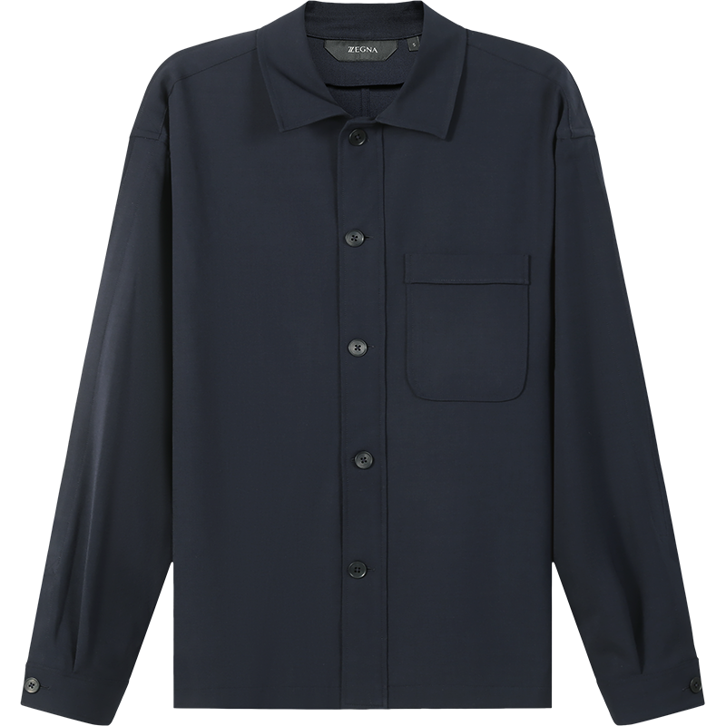杰尼亚 Z ZEGNA 男士聚酯纤维/羊毛长袖休闲衬衫式外套350818 ZCO11
