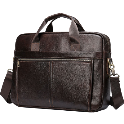 MKJ欧美时尚头层牛皮商务包 男士手提公文包 简约斜跨单肩包潮可放14寸笔记本电脑