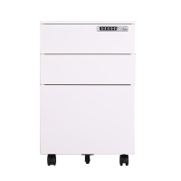 洛港 密码锁活动柜桌下三抽柜矮柜铁皮办公文件柜档案柜资料柜带锁小柜子