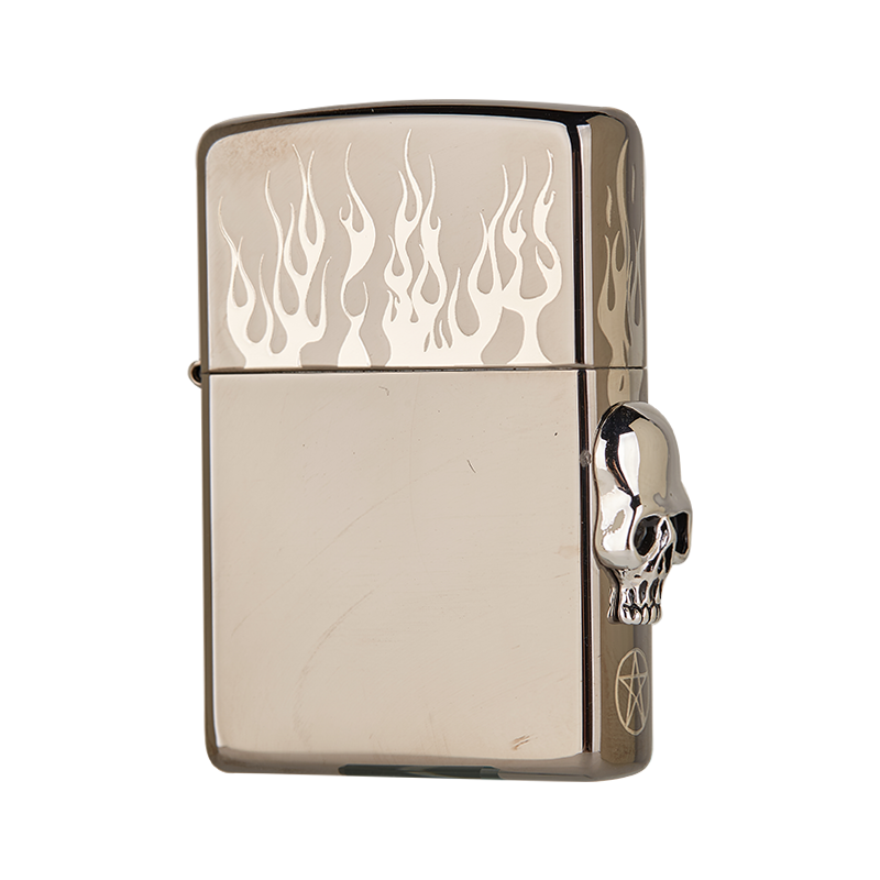 [苏宁自营]美国进口zippo打火机黑冰贴章侧骷髅烈火之宝防风煤油火机送礼zip