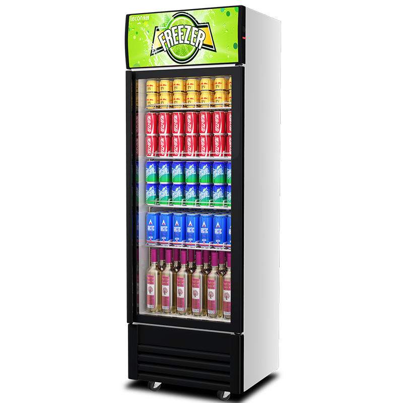 乐创(lecon) 展示柜冷藏饮料柜商用冰箱保鲜柜便利店超市冰柜啤酒冷饮柜 单门-草绿款-下机组-直冷