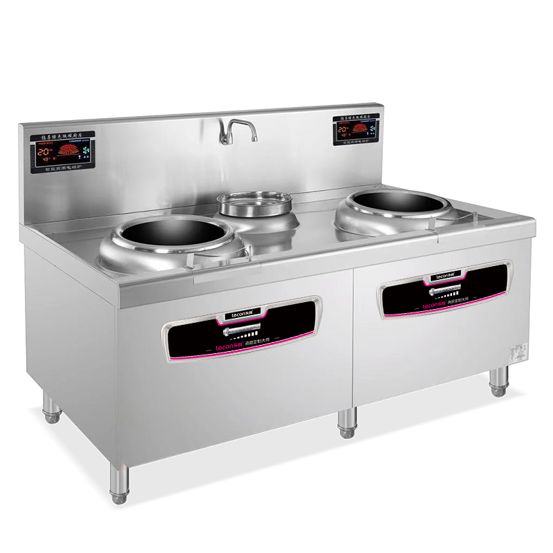 乐创(lecon)商用电磁双头单尾小炒灶 15KW*2大功率酒店饭堂电磁灶 L-JG-BSDXC15KS