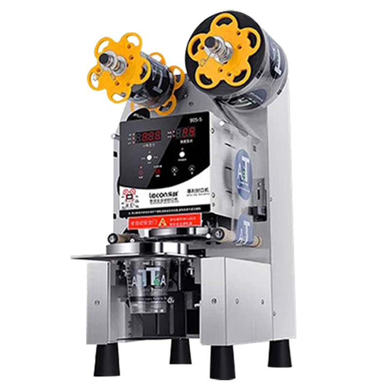 乐创(Lecon)封口机奶茶全自动商用 豆浆饮料封杯机小型奶茶店设备 白色轻奢款[可封≤200MM高度]