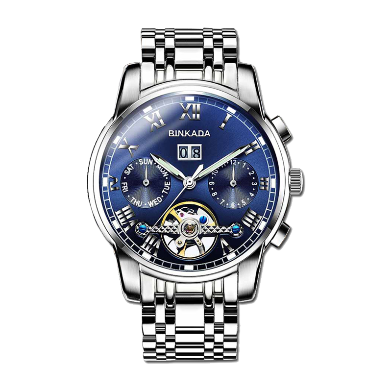 宾卡达BINKADA男士镂空精钢自动机械表7062L+7001MD批发专用