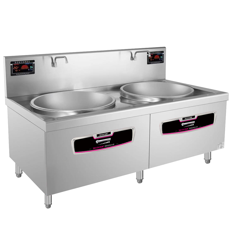 乐创(lecon)商用电磁双头大锅灶 锅径800 20KW*2大功率酒店饭堂电磁灶 L-JG-BSXC20KS