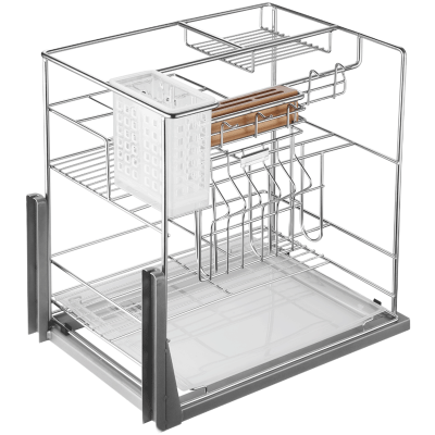 欧琳调味拉篮LTS108D 抽屉式厨房橱柜调味瓶罐篮收纳拉篮 侧装不锈钢拉篮