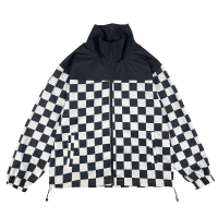 蒙洛里克男2023新款春季男装立领格子拼接夹克潮牌男士宽松外套情侣款762213